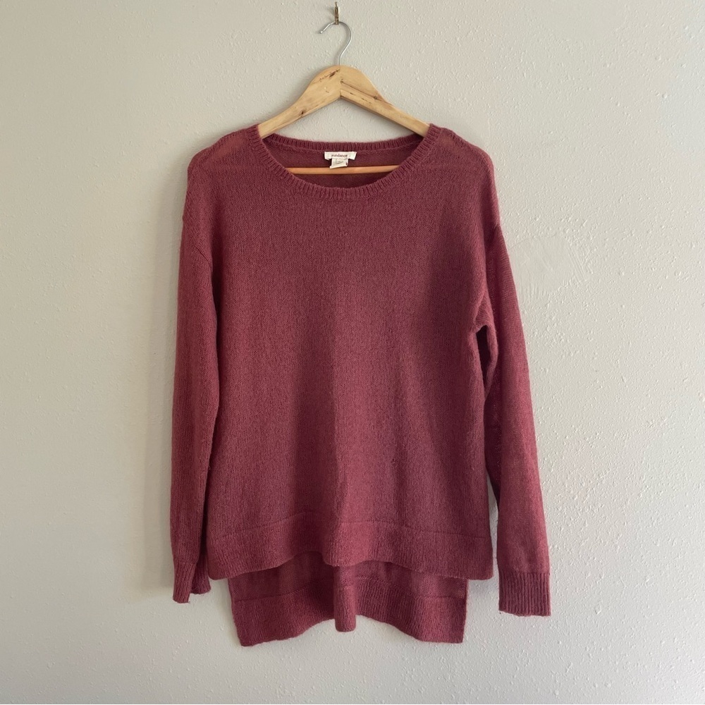 Sundance | Mohair Blend Mauve Long Line Pullover Lightweight Sweater
